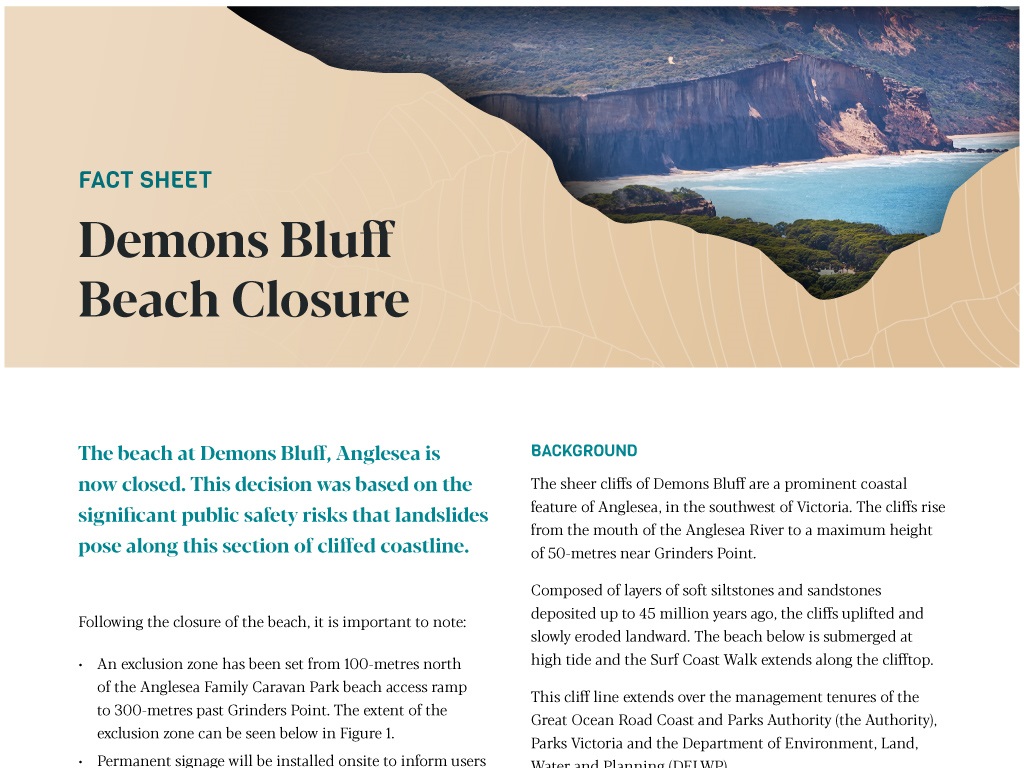 Demons Bluff Beach Closure - Fact Sheet